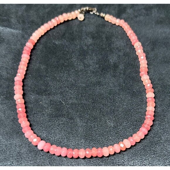 16"natural pink Rhodochrosite beaded necklace 925 tested - Picture 6 of 7